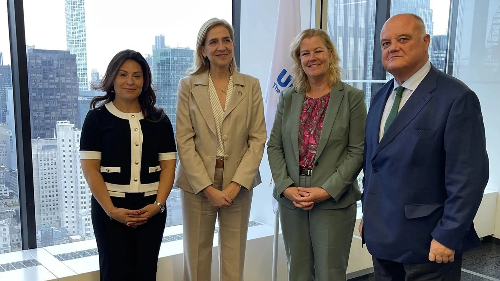 Shirin Pakfar, S.A.R. la Infanta Doña Cristina, Kelly T. Clements y Sergi Loughney en la sede de la ONU en Nueva York