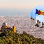 Imagen de Barcelona y una bandera de Valencia