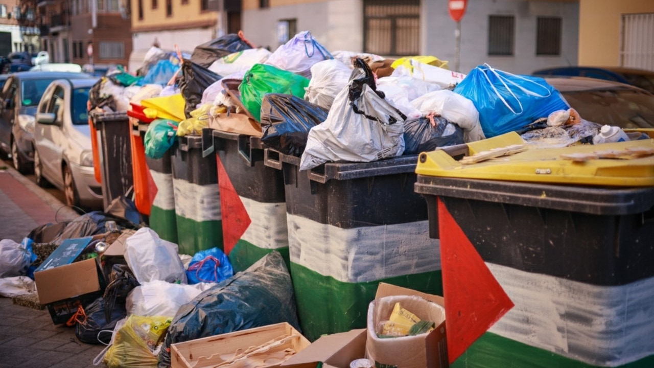 Reyes Maroto mete al PSOE en un lío al poner banderas palestinas en los cubos de basura de Madrid