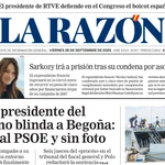 Portada de LA RAZÓN de este viernes 26 de septiembre de 2025