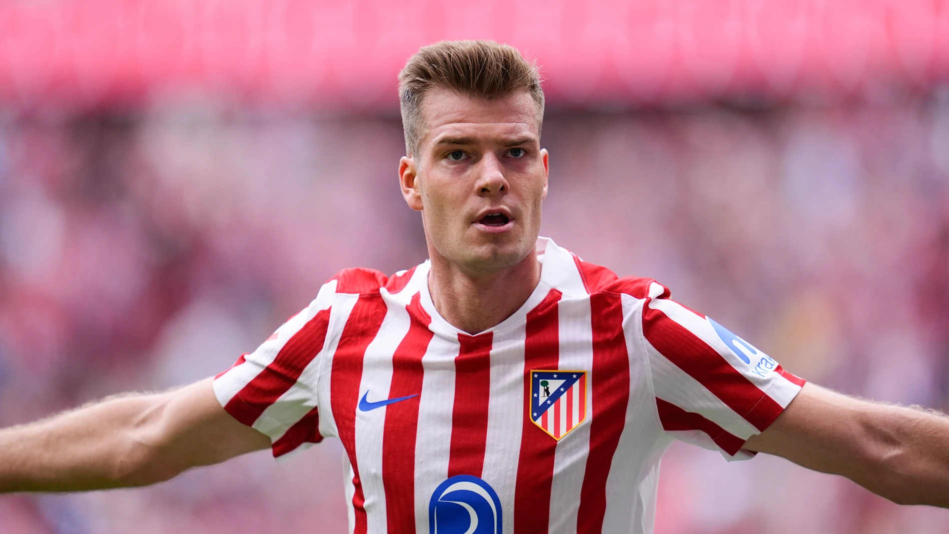 Alexander Sorloth of Atletico de Madrid celebrates a goal during the Spanish League, LaLiga EA Sports, football match played between Atletico de Madrid and Real Madrid at Riyadh Air Metropolitano stadium on September 27, 2025, in Madrid, Spain. AFP7 27/09/2025 ONLY FOR USE IN SPAIN