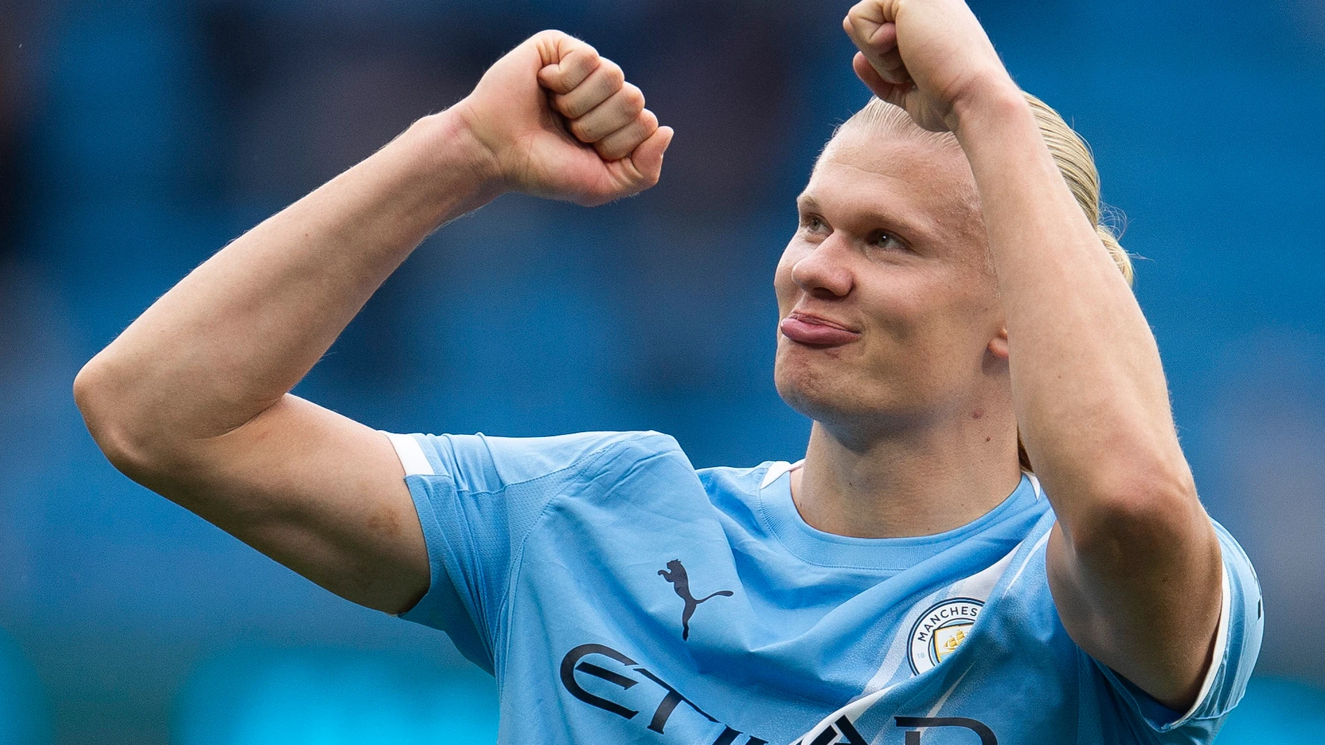 MANCHESTER (United Kingdom), 27/09/2025.- Erling Haaland of Manchester City reacts after the English Premier League soccer match between Manchester City and Burnley FC, in Manchester, Britain, 27 September 2025. (Reino Unido) EFE/EPA/PETER POWELL EDITORIAL USE ONLY. No use with unauthorized audio, video, data, fixture lists, club/league logos, 'live' services or NFTs. Online in-match use limited to 120 images, no video emulation. No use in betting, games or single club/league/player publicati...