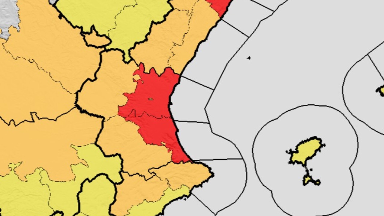 Dana, Aemet decreta la alerta roja para el lunes en varias zonas de Valencia, en el norte de Castellón y Tarragona