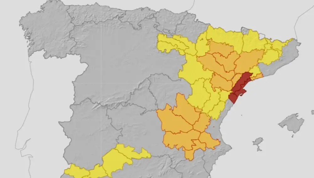 Mapa de avisos de la AEMET para este domingo 28 de septiembre