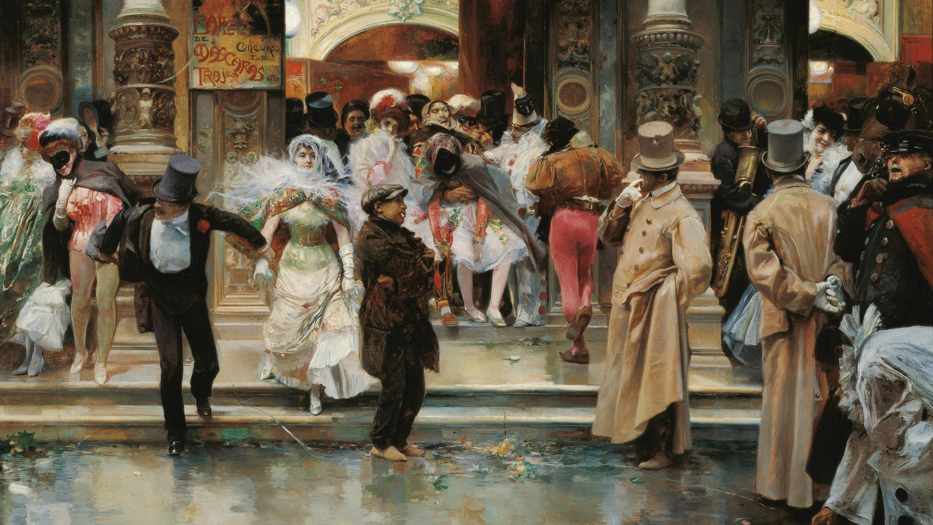 «Salida de un baile de máscaras», óleo de 1905 de José García Ramos