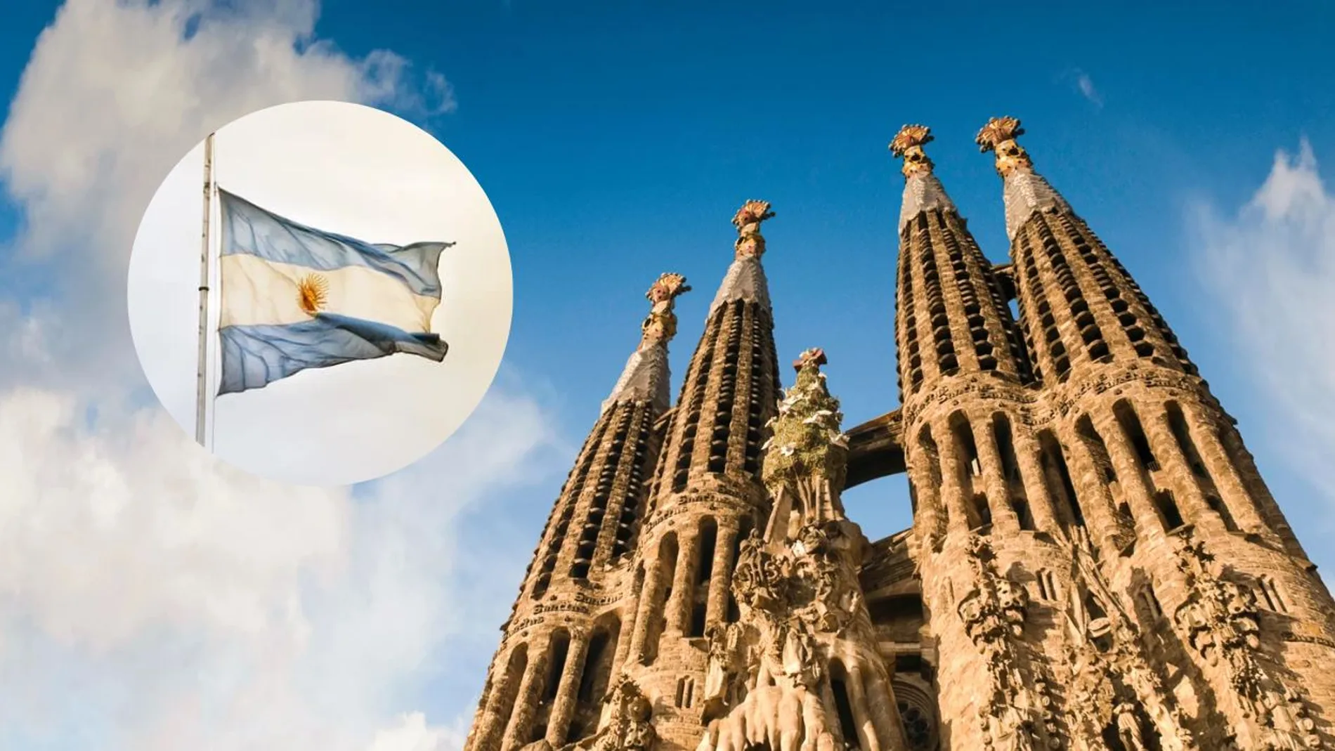 Imagen de Barcelona y una bandera de Argentina