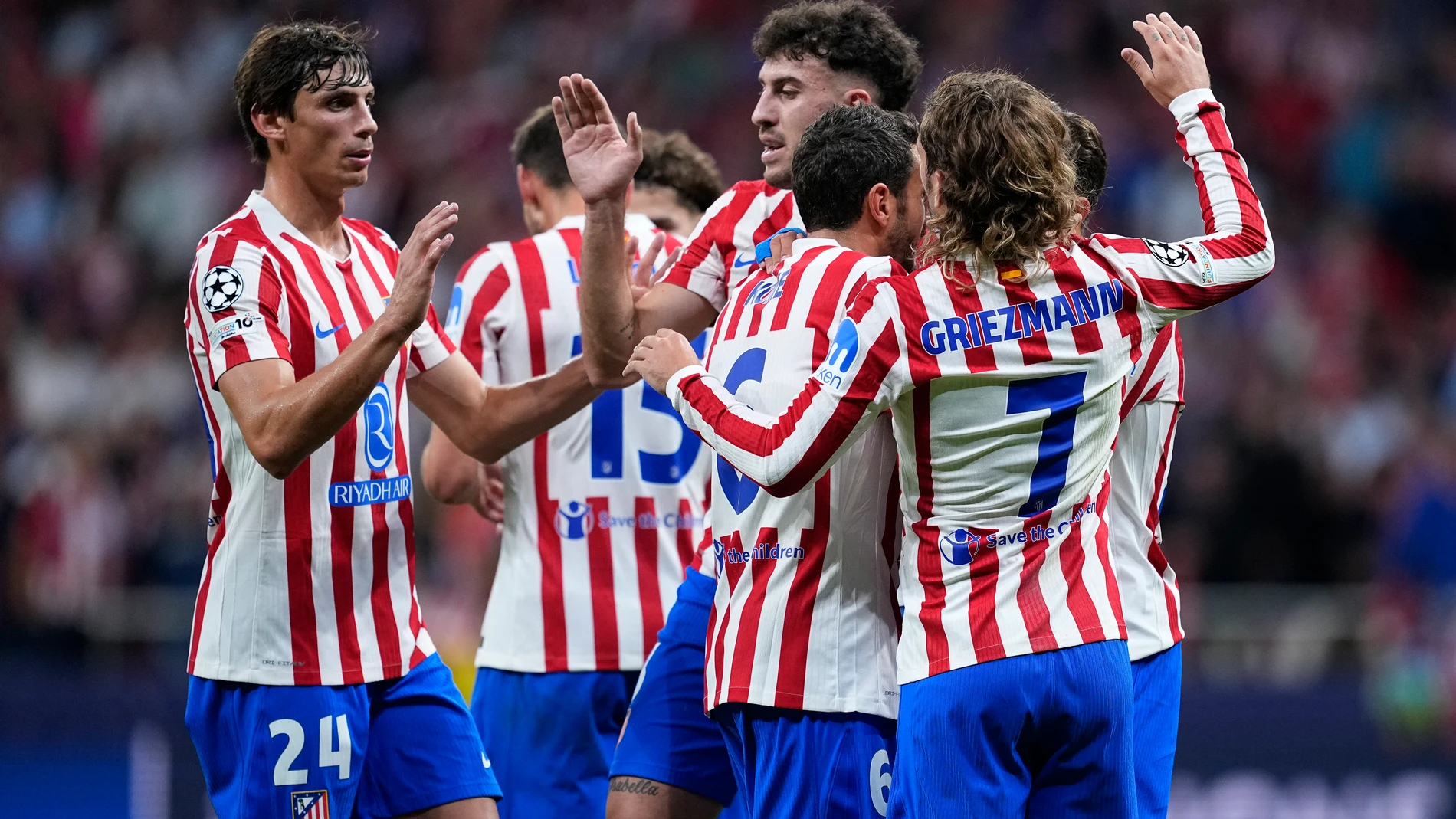 Antoine Griezmann of Atletico de Madrid celebrates a goal that was later disallowed by VAR during the UEFA Champions League 2025/26 League Phase MD2 match between Atletico de Madrid and Eintracht Frankfurt at Riyadh Air Metropolitano on September 30, 2025, in Madrid, Spain. AFP7 30/09/2025 ONLY FOR USE IN SPAIN