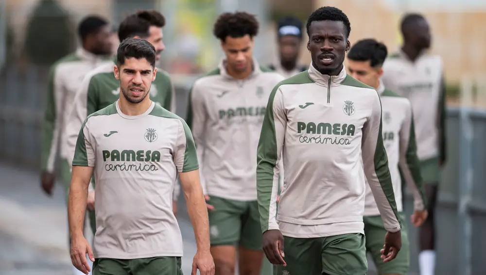Entrenamiento del Villarreal previo al partido de Liga de Campeones mañana miércoles frente a la Juventus de Turín.