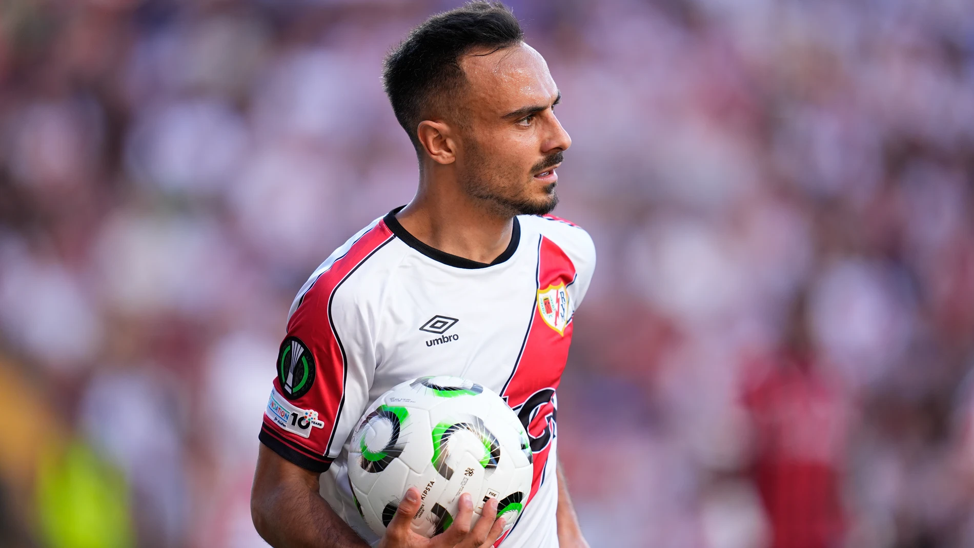 Alvaro Garcia of Rayo Vallecano looks on during the UEFA Conference League 2025/26 League Phase MD1 match between Rayo Vallecano and KF Shkendija at Estadio de Vallecas on October 2, 2025, in Madrid, Spain. AFP7 02/10/2025 ONLY FOR USE IN SPAIN