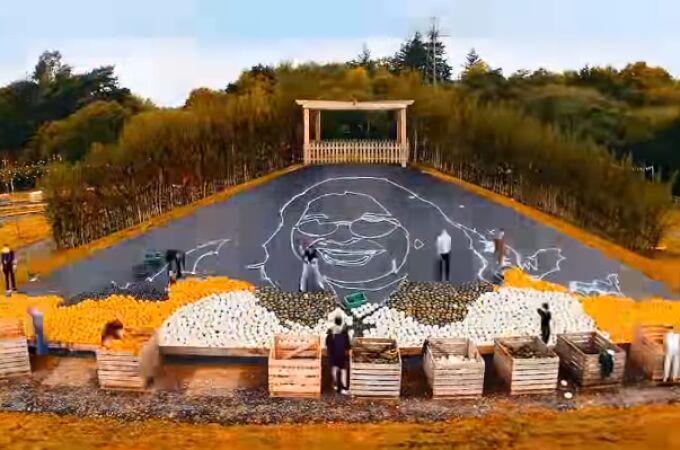 Una granja en el Reino Unido da la bienvenida al otoño con un mosaico de Ozzy Osbourne hecho de calabazas