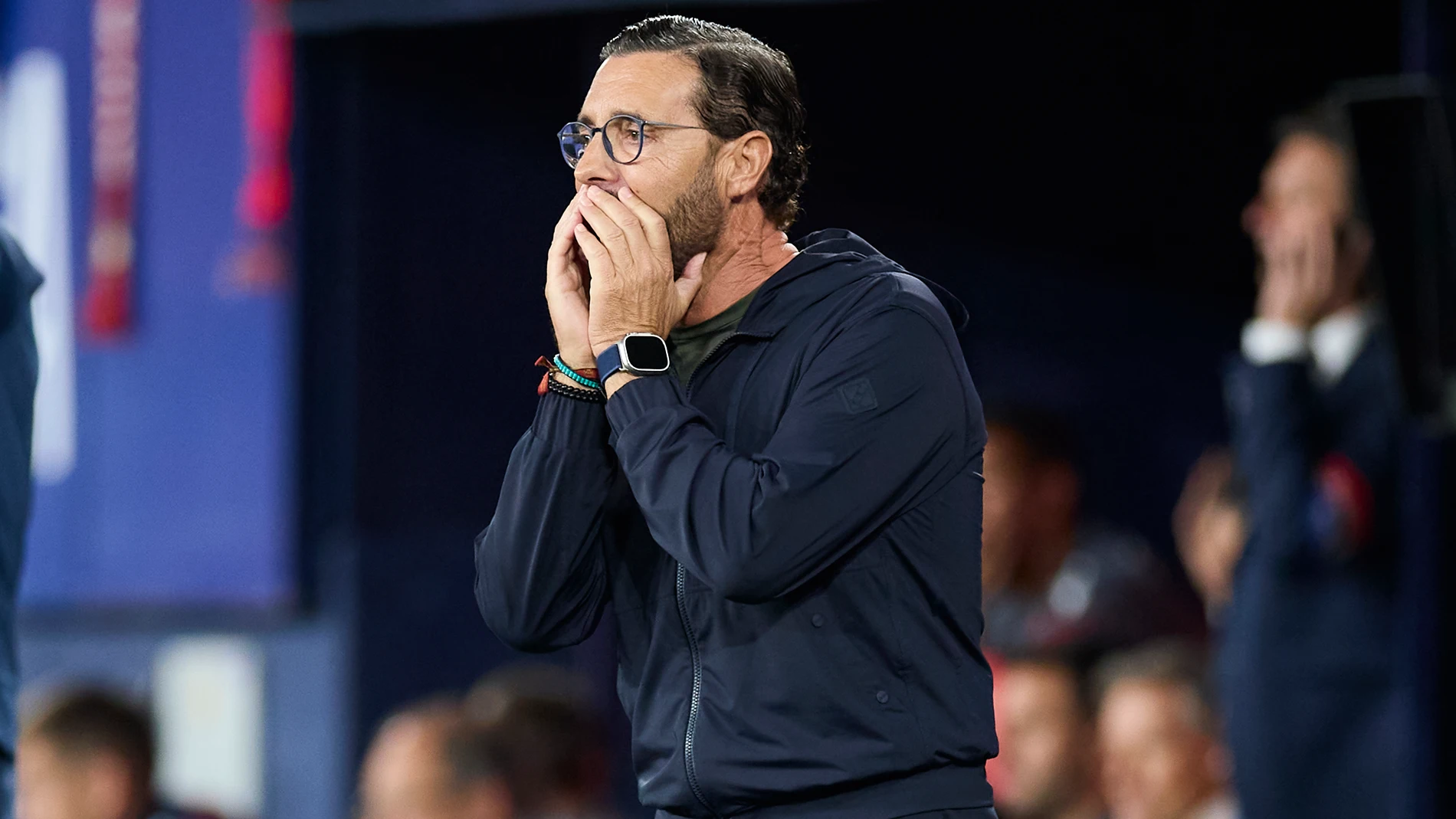 Jose Bordalas head coach of Getafe CF reacts during the LaLiga EA Sports match between CA Osasuna and Getafe CF at El Sadar on October 3, 2025, in Pamplona, Spain. AFP7 03/10/2025 ONLY FOR USE IN SPAIN