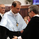 Rafa Nadal junto al rector Juan Manuel Corchado