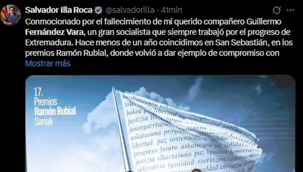 Illa anunció el fallecimiento en su perfil de X y luego lo borró