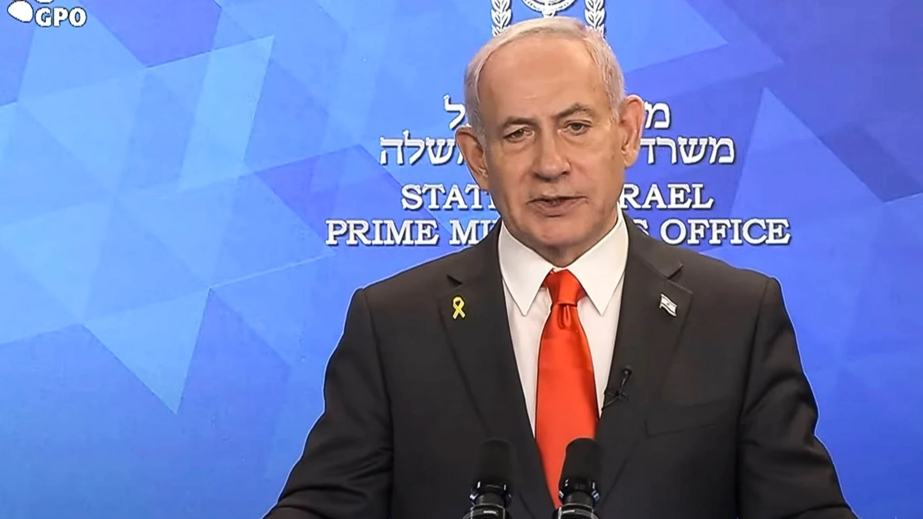 JERUSALÉN, 04/10/2025.- Captura de video de la señal Government Press Office (GPO), de la comparecencia del primer ministro israelí, Benjamín Netanyahu, en la que afirmó este sábado que su Gobierno está a punto de "conseguir un gran logro" y confió en que en los próximos días se pueda anunciar la liberación de todos los rehenes en manos de Hamás. EFE/GPO -SOLO USO EDITORIAL/SOLO DISPONIBLE PARA ILUSTRAR LA NOTICIA QUE ACOMPAÑA (CRÉDITO OBLIGATORIO)-