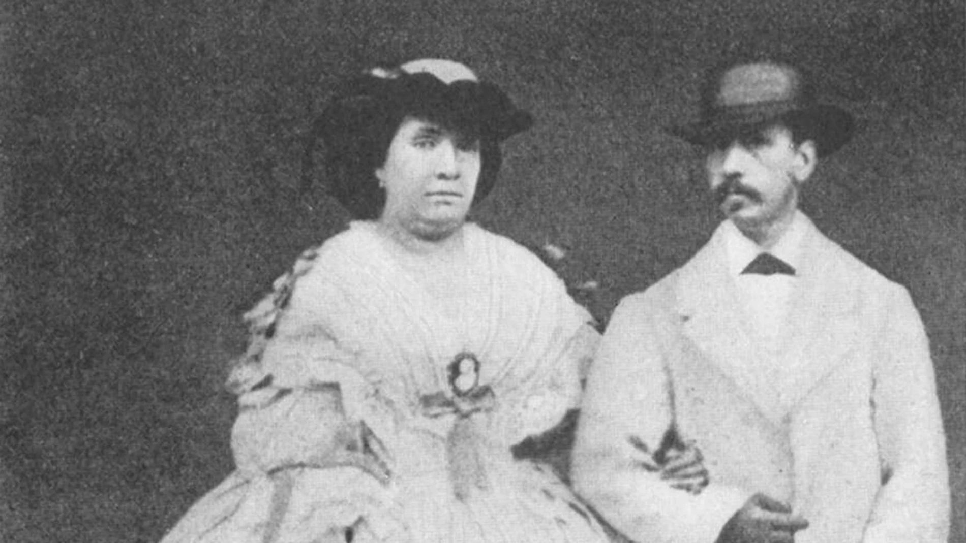 Retrato de la reina Isabel y Francisco de Asís.