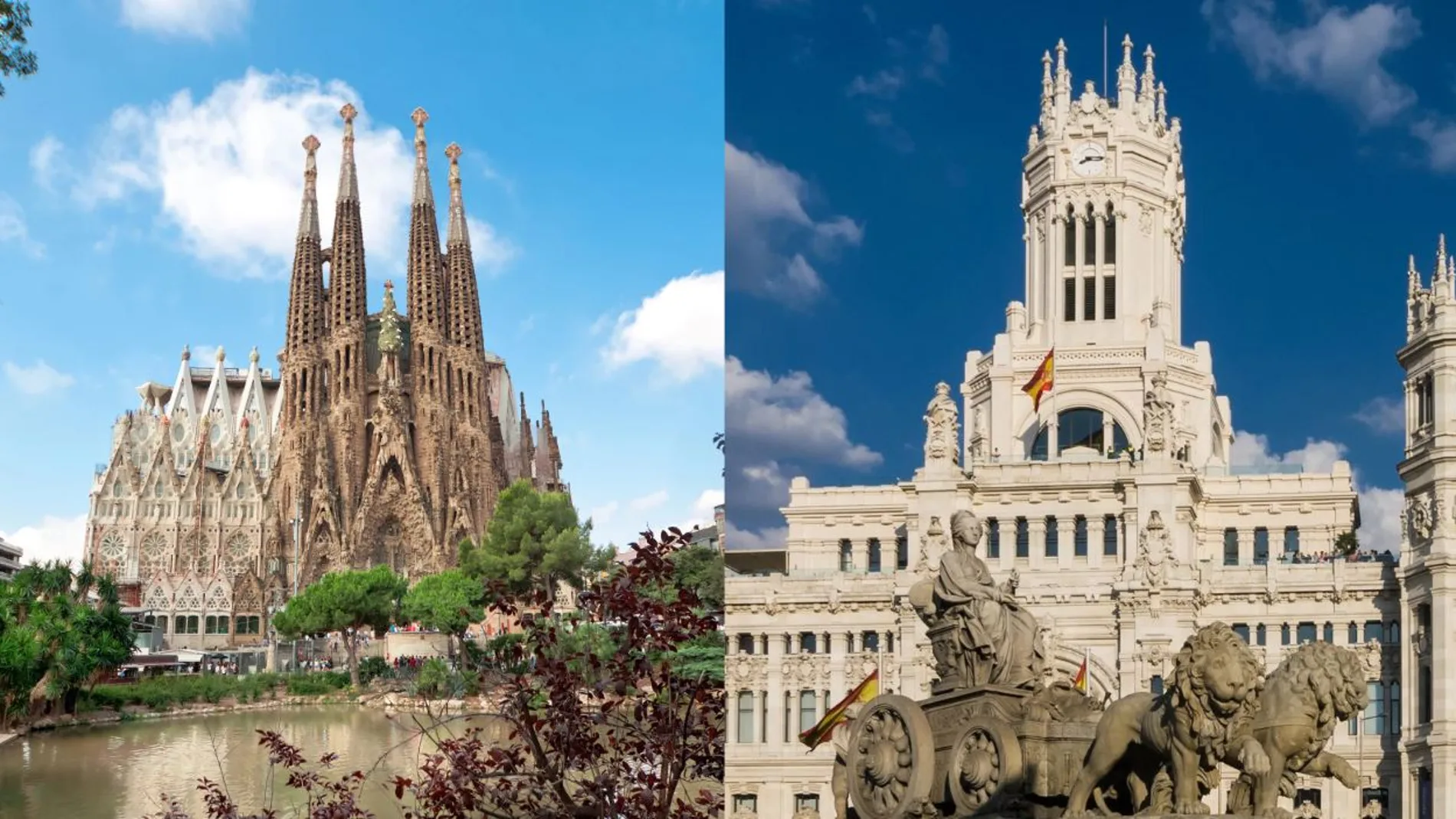 Imagen de archivo sobre las ciudades de Barcelona y Madrid