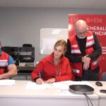 De izq a derecha: Arg&uuml;eso, Pradas y Su&aacute;rez el 29-O en el Centro de Coordinaci&oacute;n de Emergencias