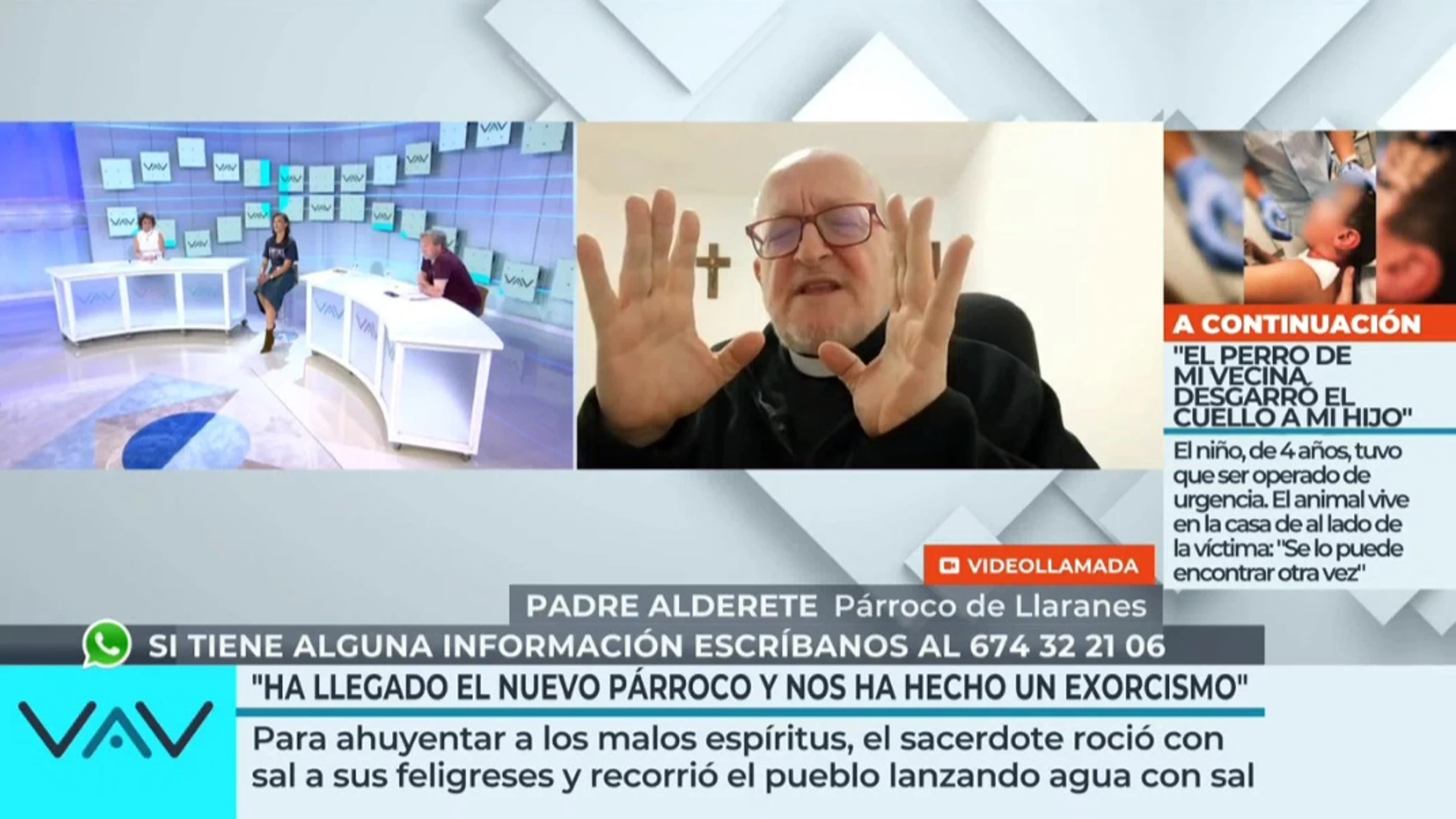 El párroco de Llanares bendice el plató de 'Vamos a ver'