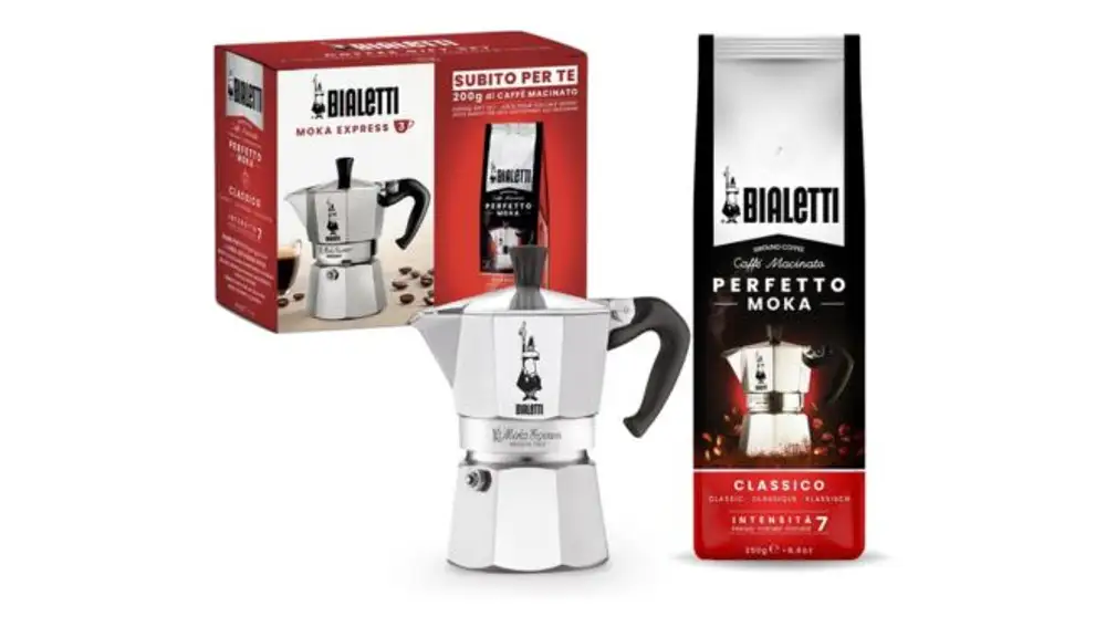 Cafetera Bialetti 3 tazas + café Perfetto Moka