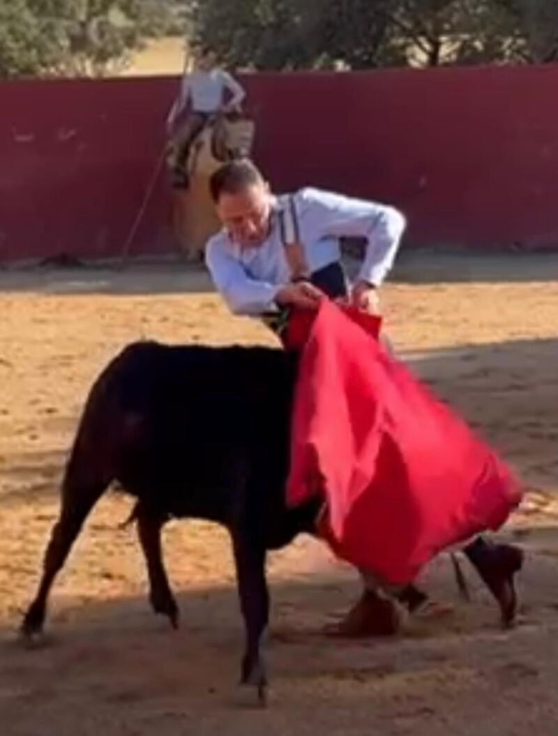 Rincón, preparándose en un tentadero