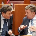 Los consejeros Fernández Carriedo y González Gago, ayer en las Cortes