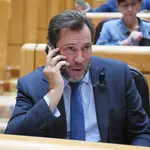 El ministro de Transportes y Movilidad Sostenible, Óscar Puente, durante una sesión de control al Gobierno, en el Senado, a 7 de octubre de 2025, en Madrid (España).