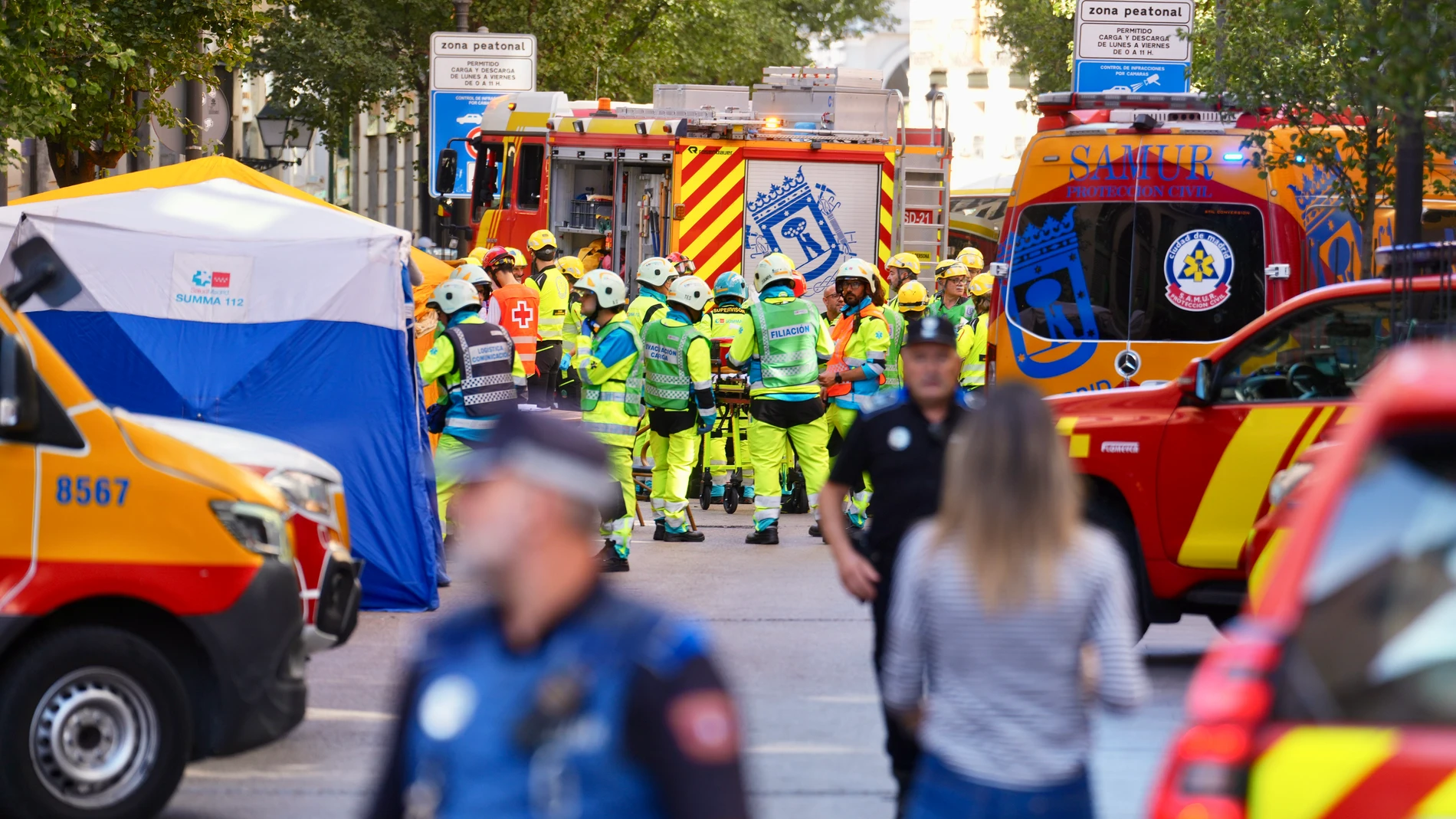 Caída de un edificio en el centro de Madrid