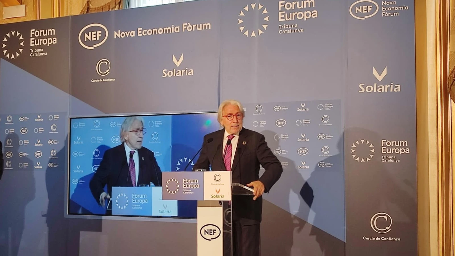 El presidente de Foment del Treball, Josep Sánchez Llibre, en un desayuno informativo organizado por el Fòrum Europa Tribuna Catalunya. EUROPA PRESS 07/10/2025