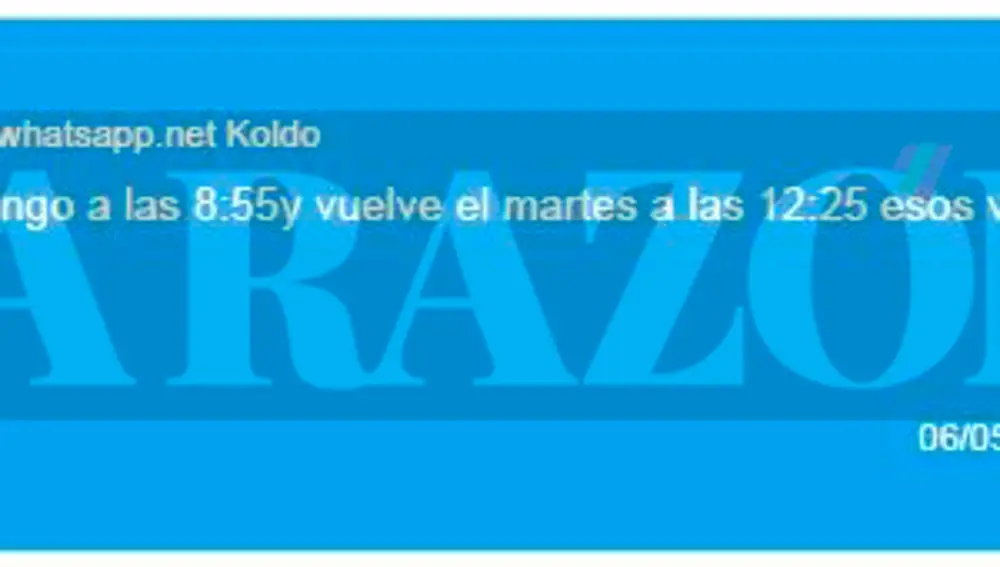 Mensaje de Patricia a Koldo sobre el viaje de Jesica a Belgica