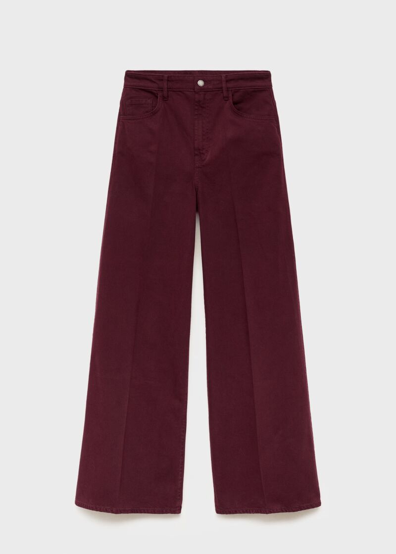 Jeans wide leg tiro alto.