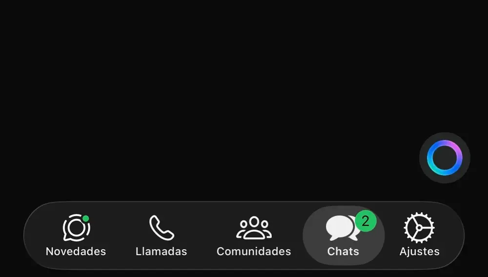 La nueva barra de opciones en WhatsApp