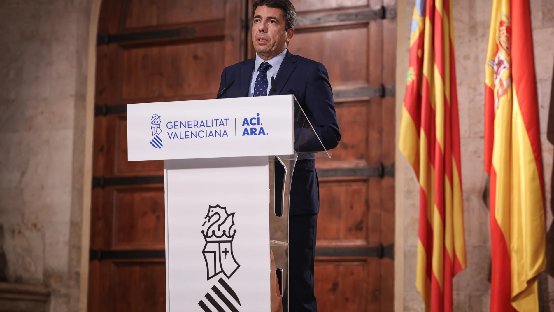 El presidente de la Generalitat, Carlos Mazón, en su declaración institucional