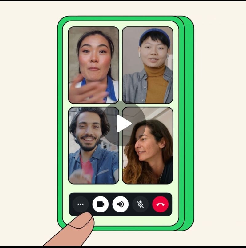 Lugar desde el que reaccionar en la aplicación de WhatsApp durante una videollamada