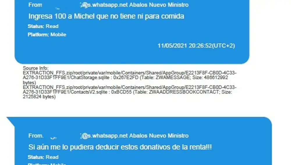 Conversación entre Koldo y Ábalos en mayo de 2021