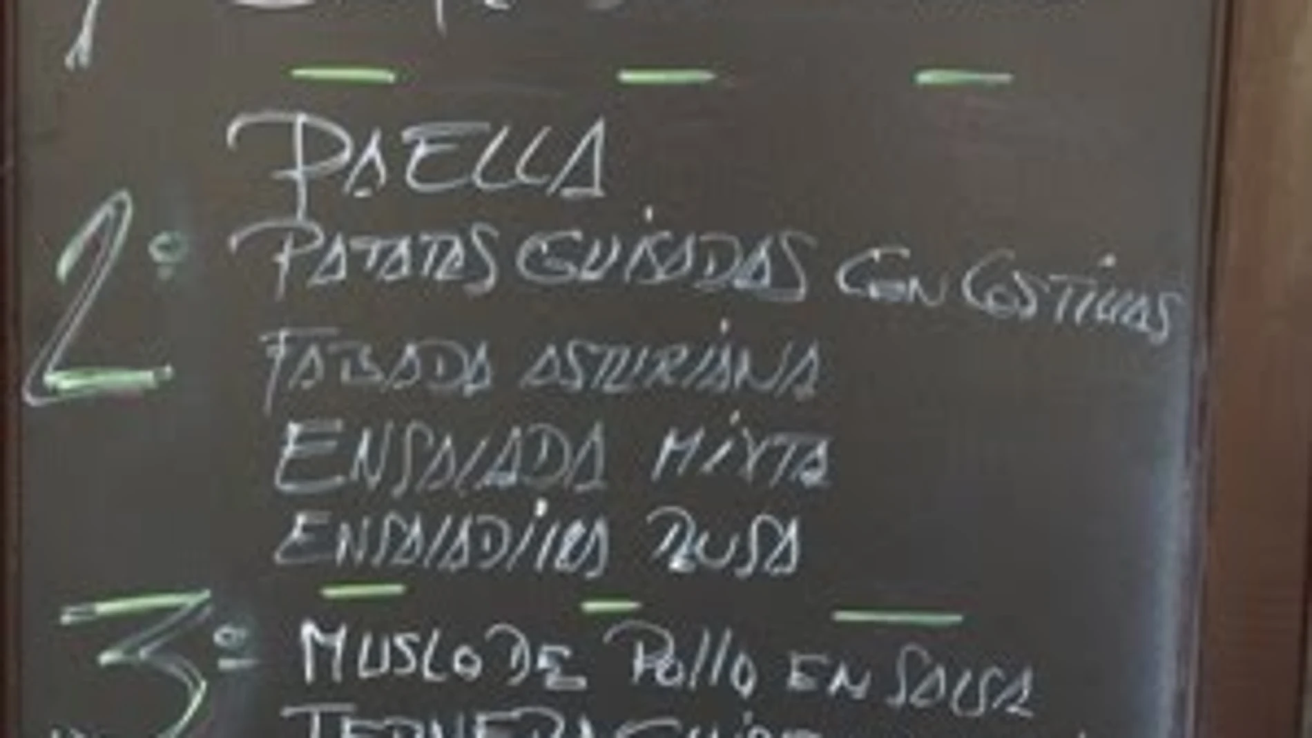 Menú en castellano en un restaurante