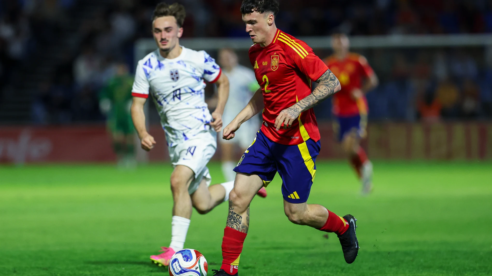Alex Jimenez of Spain U21 in action during the International friendly football match between Spain U21 and Norway U21 at Pedro Escartin Stadium on October 10, 2025 in Guadalajara, Spain. AFP7 10/10/2025 ONLY FOR USE IN SPAIN