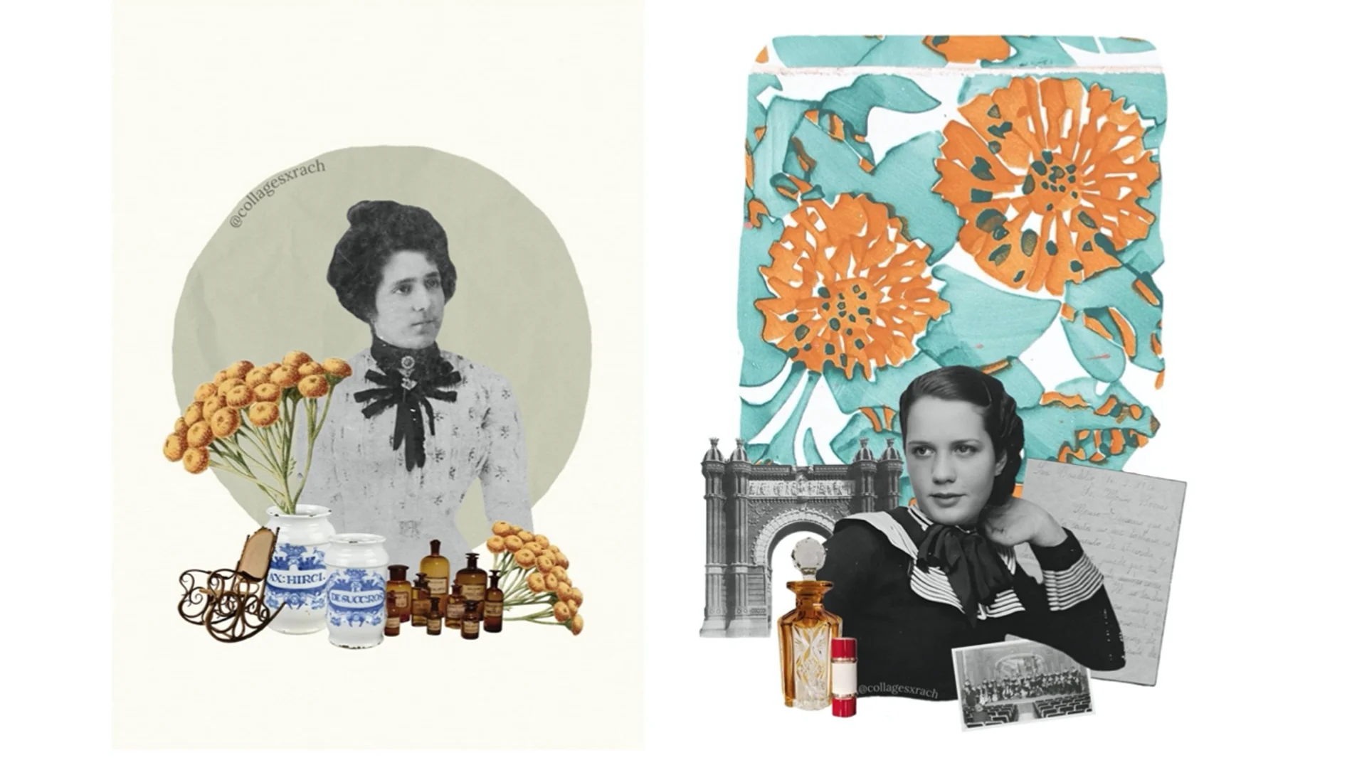 Dos de los "collages" que forman parte de la exposición