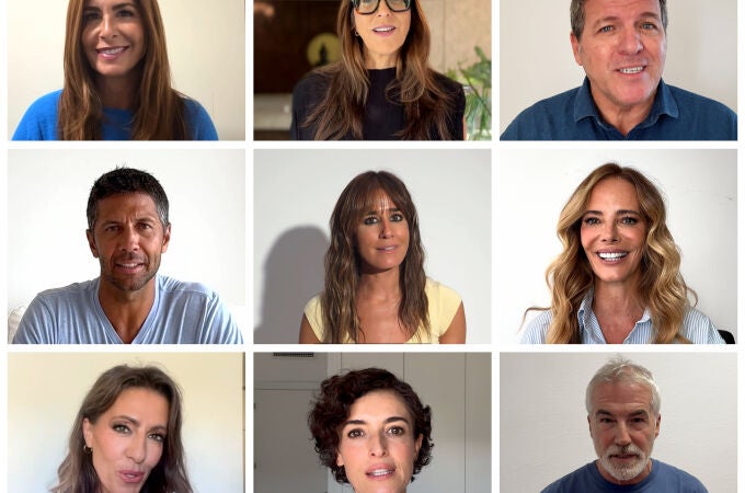 De izquierda a derecha y de arriba abajo, Nuria Roca, Paz Padilla, Mario Picazo, Fernando Verdasco, Isabel Jiménez, Paula Vázquez, Ángeles Blanco, Blanca Romero y David Cantero