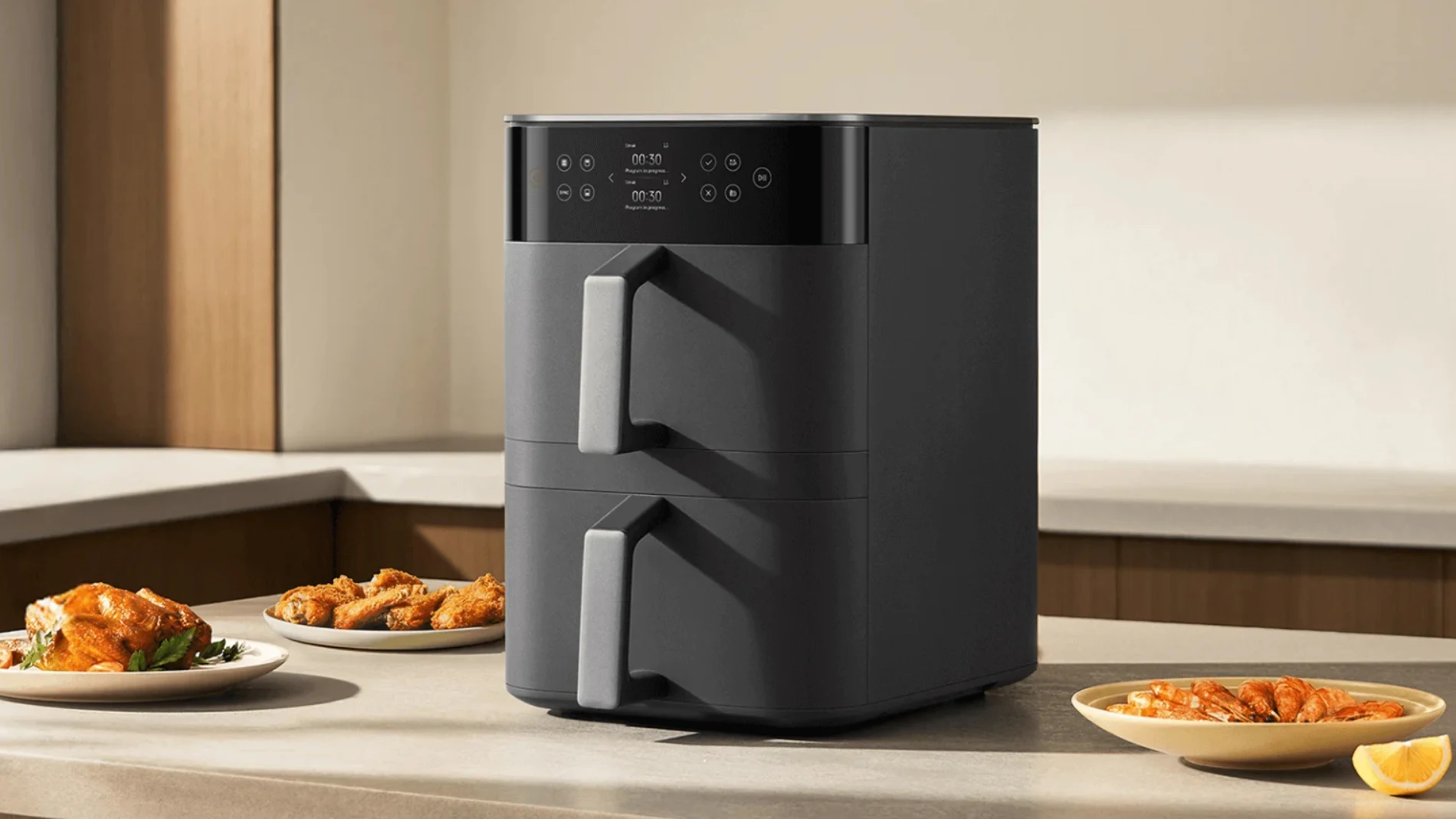 La nueva Xiaomi Smart Double Stack Air Fryer 12L en su único acabado gris oscuro