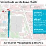 MADRID.-Hasta 450 metros de Bravo Murillo, entre Juan Zorrilla, José Abascal y Cea Bermúdez, serán peatonalizados este domingo