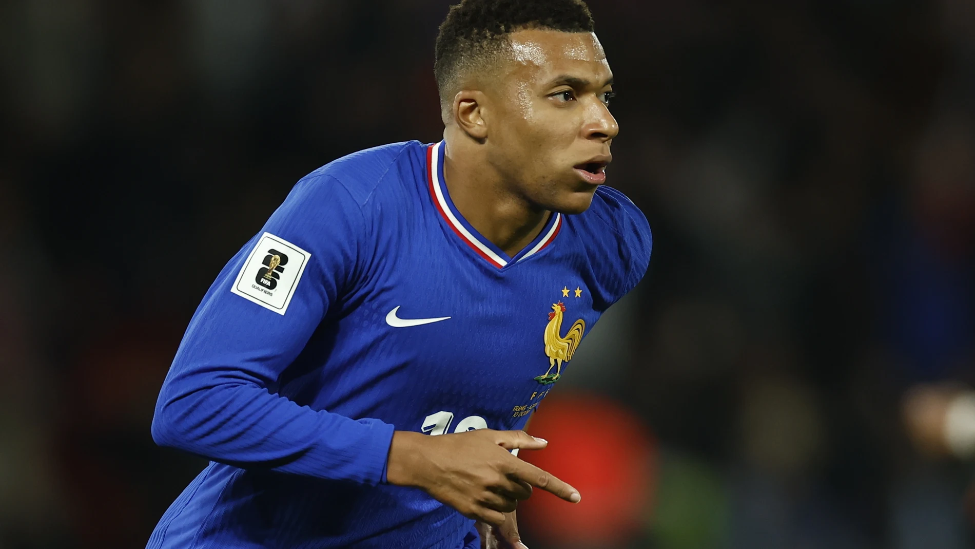 Paris (France), 10/10/2025.- Kylian Mbappe of France celebrates scoring the 1-0 goal during the FIFA World Cup 2026 qualification group D soccer match between France and Azerbaijan in Paris, France, 10 October 2025. (Mundial de Fútbol, Azerbaiyán, Francia) EFE/EPA/YOAN VALAT