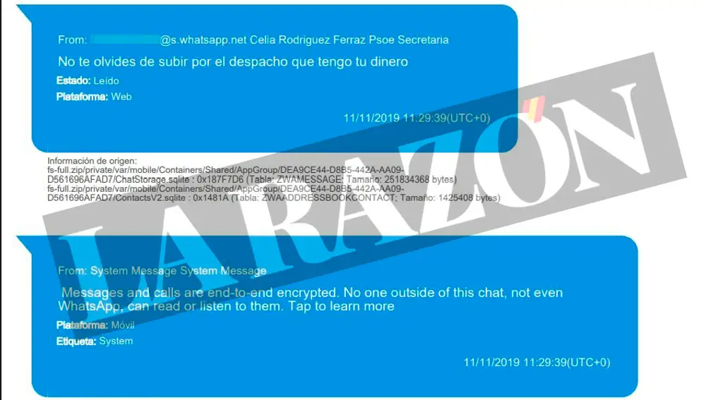 Mensaje de la empleada de Ferraz a Koldo