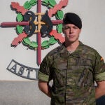 El soldado Diego Santillana, el pasado 2 de octubre en la base militar de El Goloso.