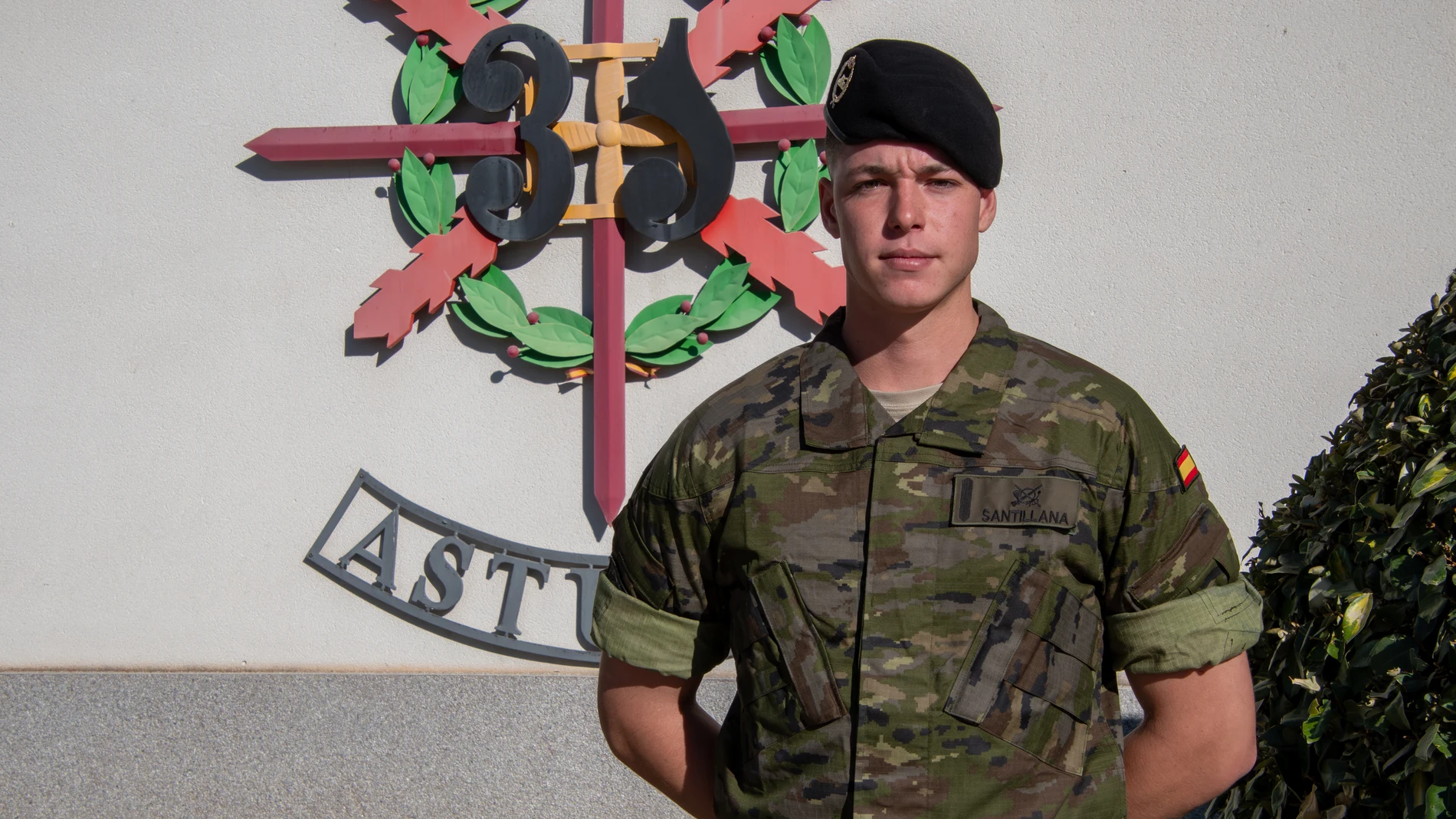 El soldado Diego Santillana, el pasado 2 de octubre en la base militar de El Goloso.