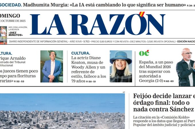 Portada de LA RAZÓN de este domingo 12 de octubre de 2025