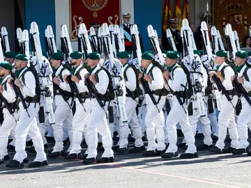 Desfile de las Fuerzas Armadas con motivo de la Fiesta Nacional MADRID, 12/10/2025.- La Compañía de Esquiadores de las Tropas de Montaña durante el desfile de las Fuerzas Armadas con motivo de la Fiesta Nacional este domingo en Madrid. EFE/ Chema Moya