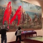 Futuro Vegetal ataca el cuadro 'Primer homenaje a Cristóbal Colón' del Museo Naval de Madrid