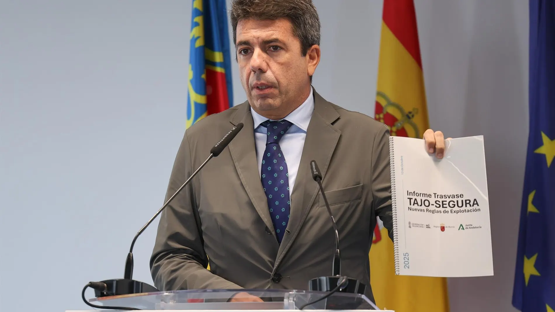 MURCIA.-Mazón destaca el "frente común" de la Comunitat Valenciana, Murcia y Andalucía para "defender" el Tajo-Segura