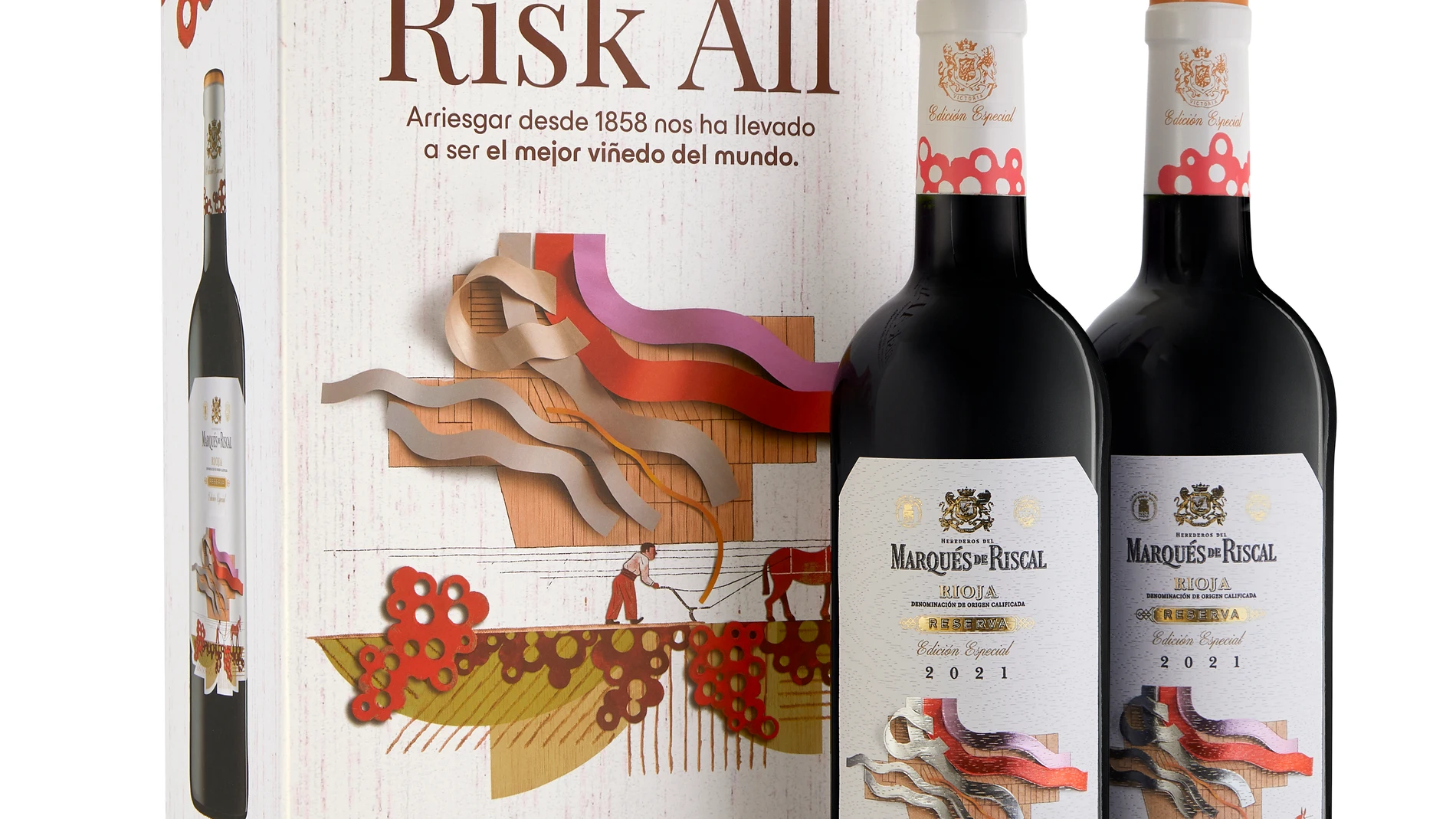 Estuche de dos botellas de Marqués de Riscal Reserva Edición Especial Risk All 2021
