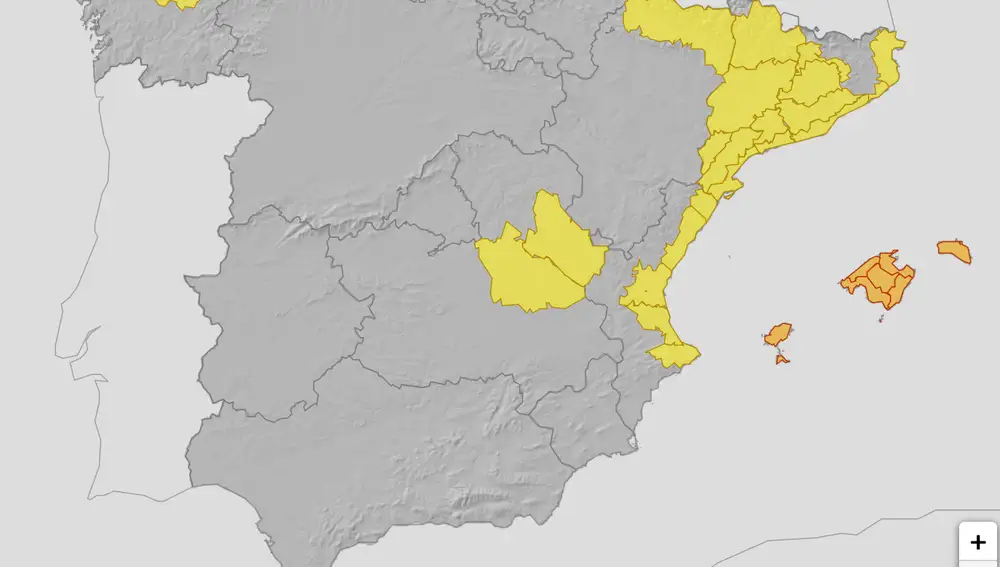 Mapa de alertas para mañana martes 14 de octubre